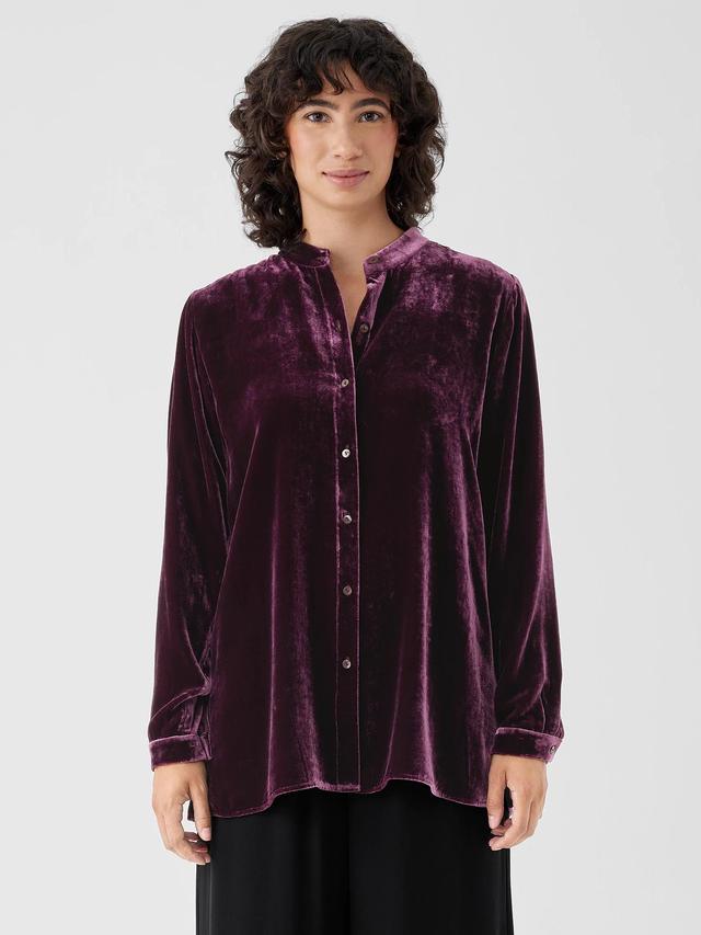 EILEEN FISHER Velvet Band Collar Long Shirtfemale Product Image