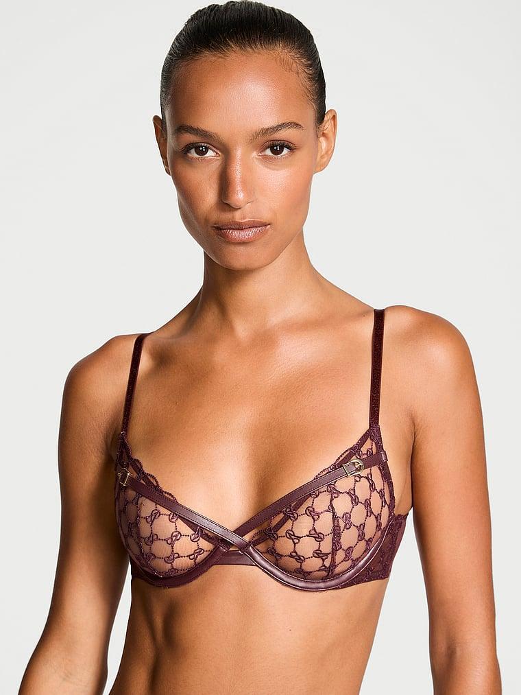 VS Logo Embroidery Unlined Low-Cut Demi Bra Product Image