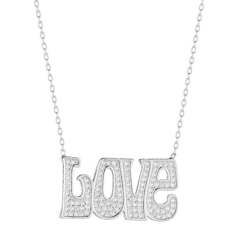 Sunkissed Sterling Cubic Zirconia Groovy Love Necklace, Womens, Silver Tone Product Image