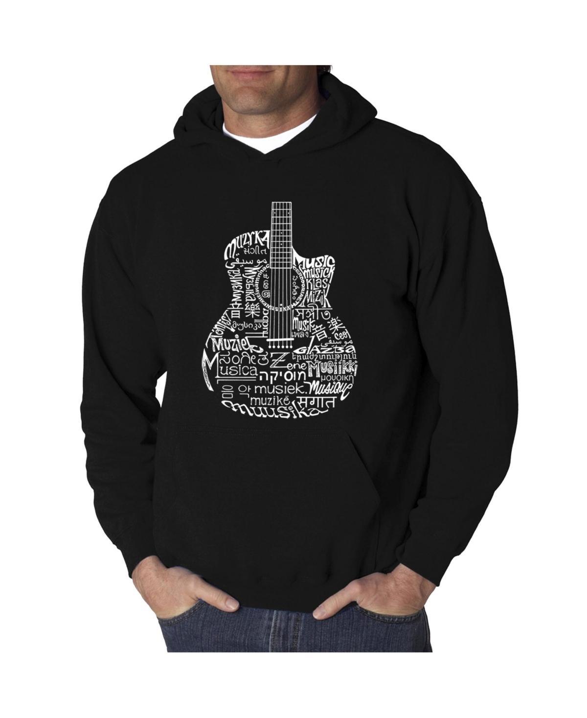 La Pop Art Mens Languages Guitar Word Art Hooded Sweatshirt Product Image