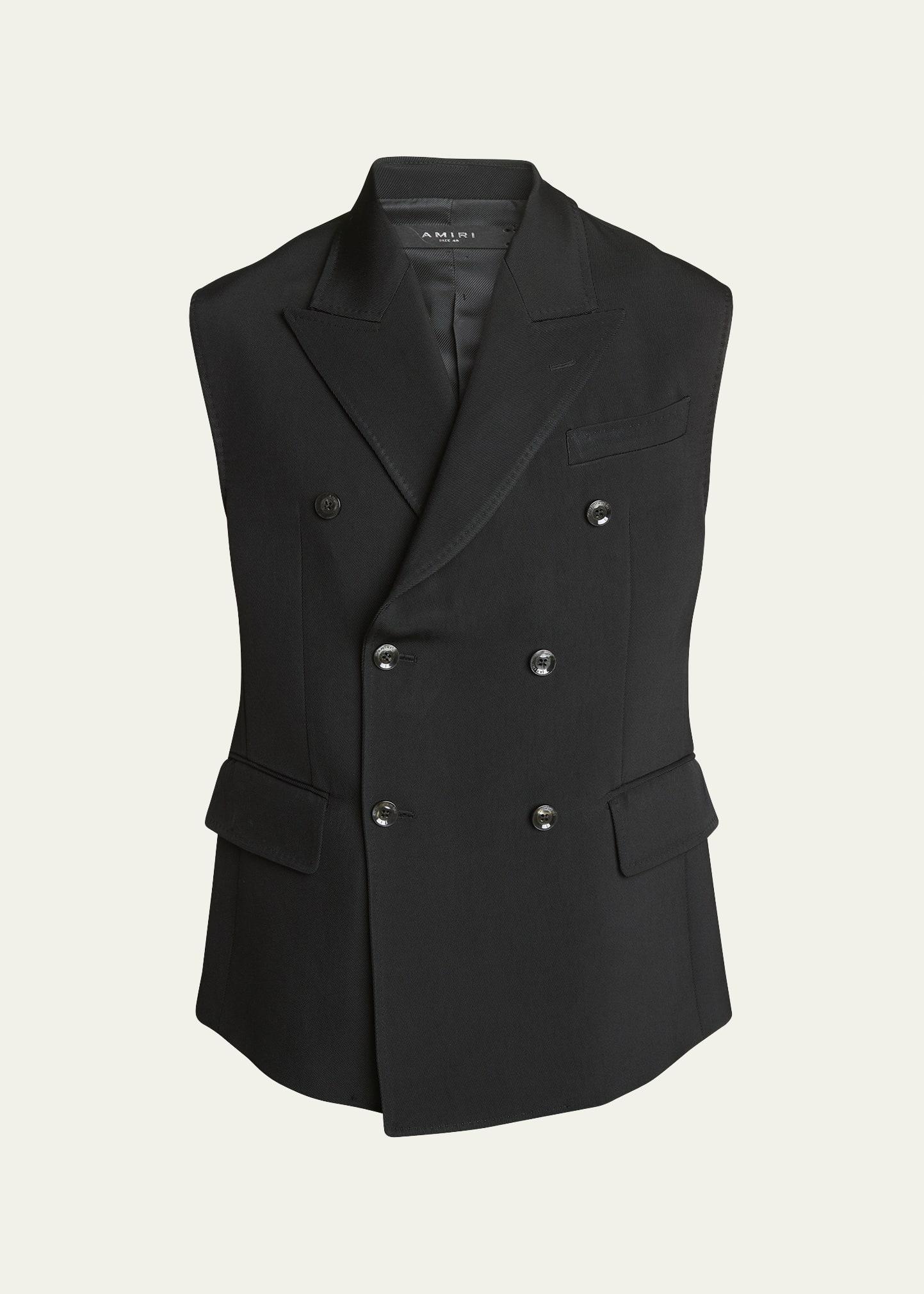 Mens Double-Breasted Sleeveless Blazer Product Image