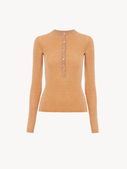 Knitted Henley shirt in fine merino wool  Product Image