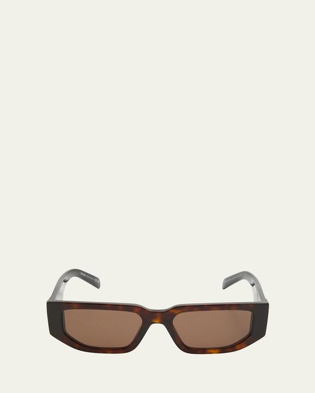 Prada Men's Triangle Logo Bicolor Rectangle Sunglasses - TORTOISE Product Image