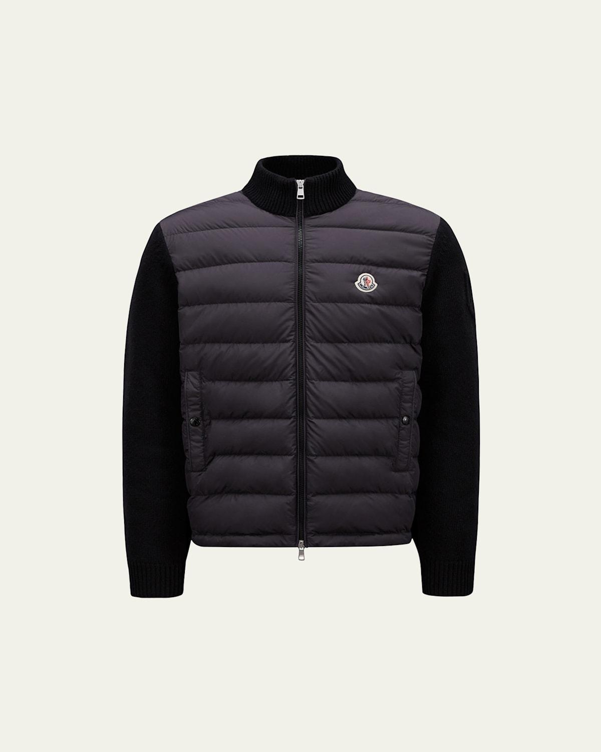 Moncler Quilted Down Mixed Media Cardigan Product Image