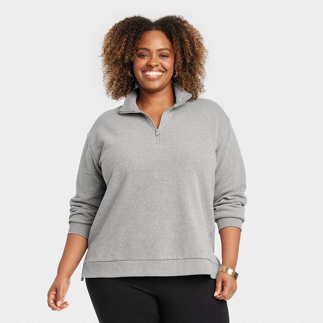 Womens Quarter Zip Pullover Sweatshirt - Ava & Viv Light 2X Product Image