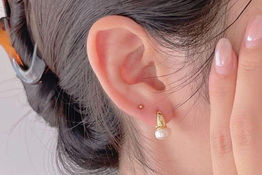 Faux Pearl Huggie Earring Product Image