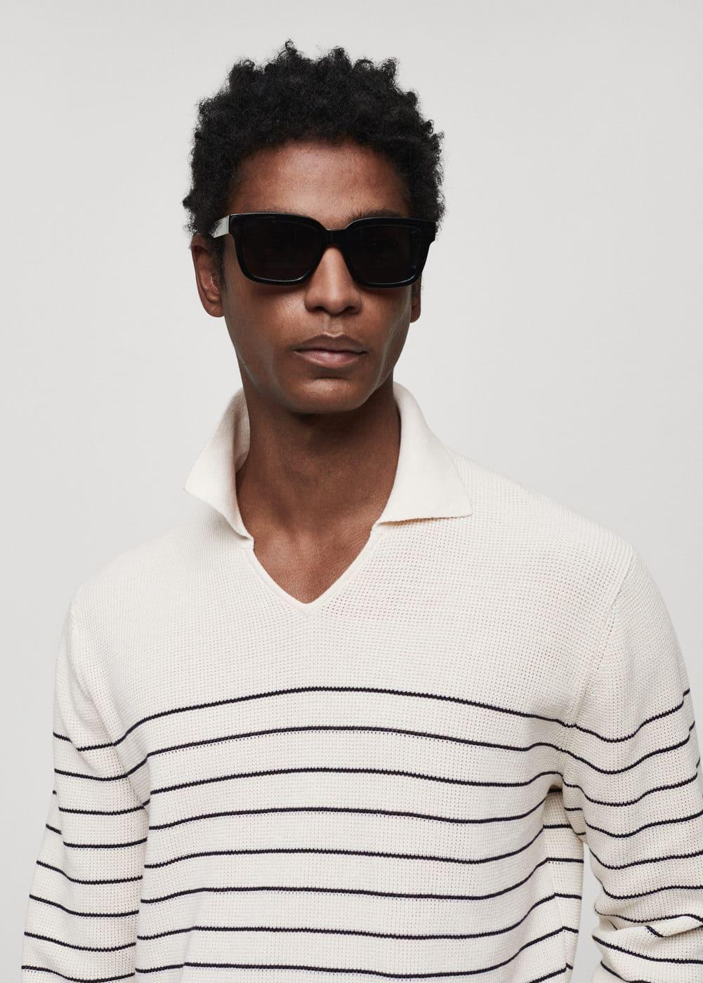 MANGO MAN - Striped knit sweater off whiteMen Product Image