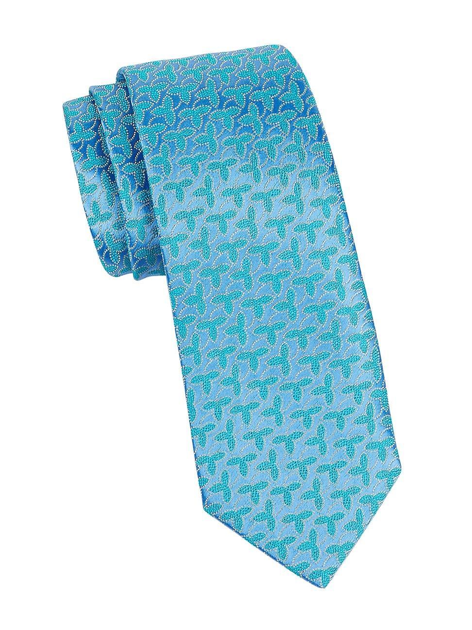 Mens Geometric Fleur Woven Silk Tie Product Image