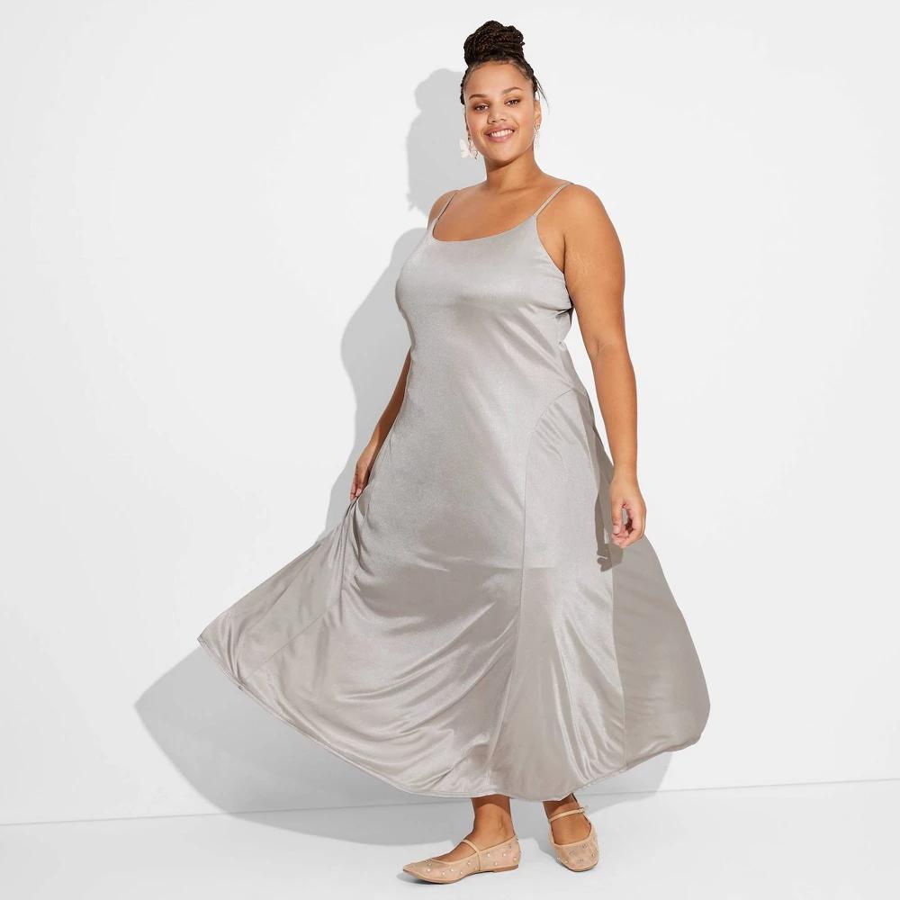 Womens Shine Knit Maxi Tank Dress - Wild Fable Silver 4X Product Image