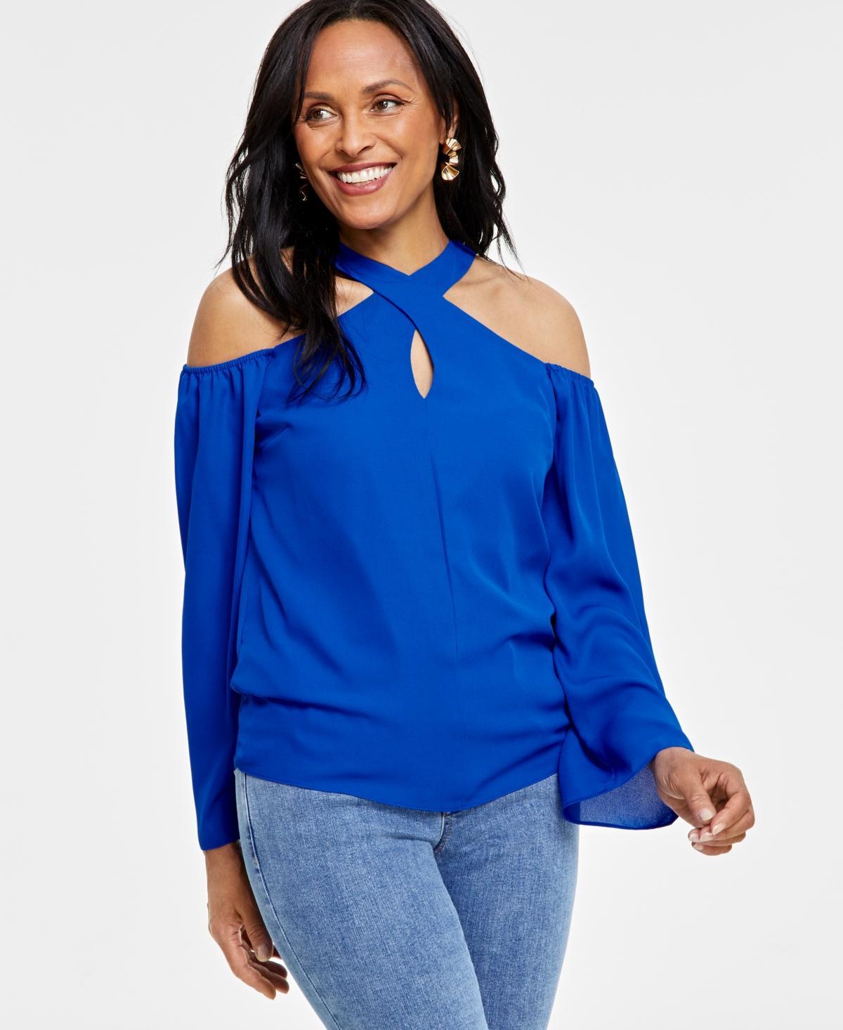 Women's Long-Sleeve Halter-Neck Blouse, Created for Macy's Product Image