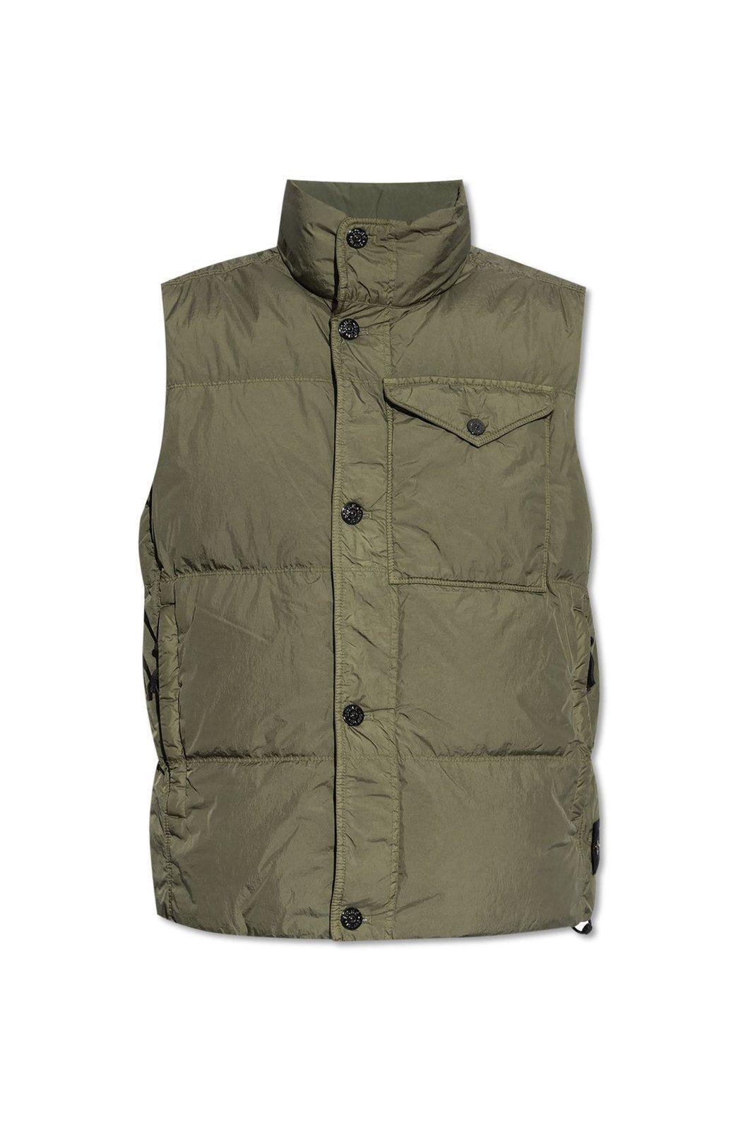 STONE ISLAND Compass-badge Puffer Gilet In Green Product Image