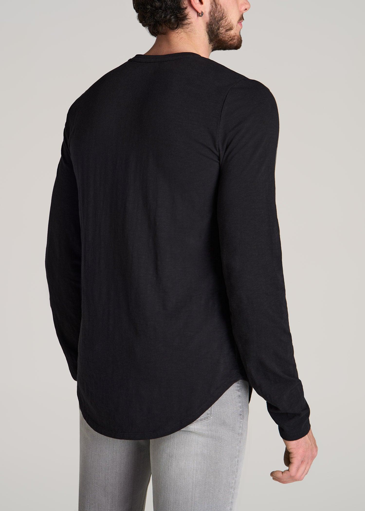 Slub Long Sleeve Scoop Tall Men's Tee in Black Male Product Image