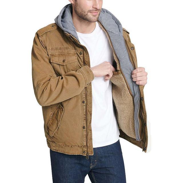 Mens Levis Washed Cotton Sherpa-Lined Hooded Trucker Jacket Product Image