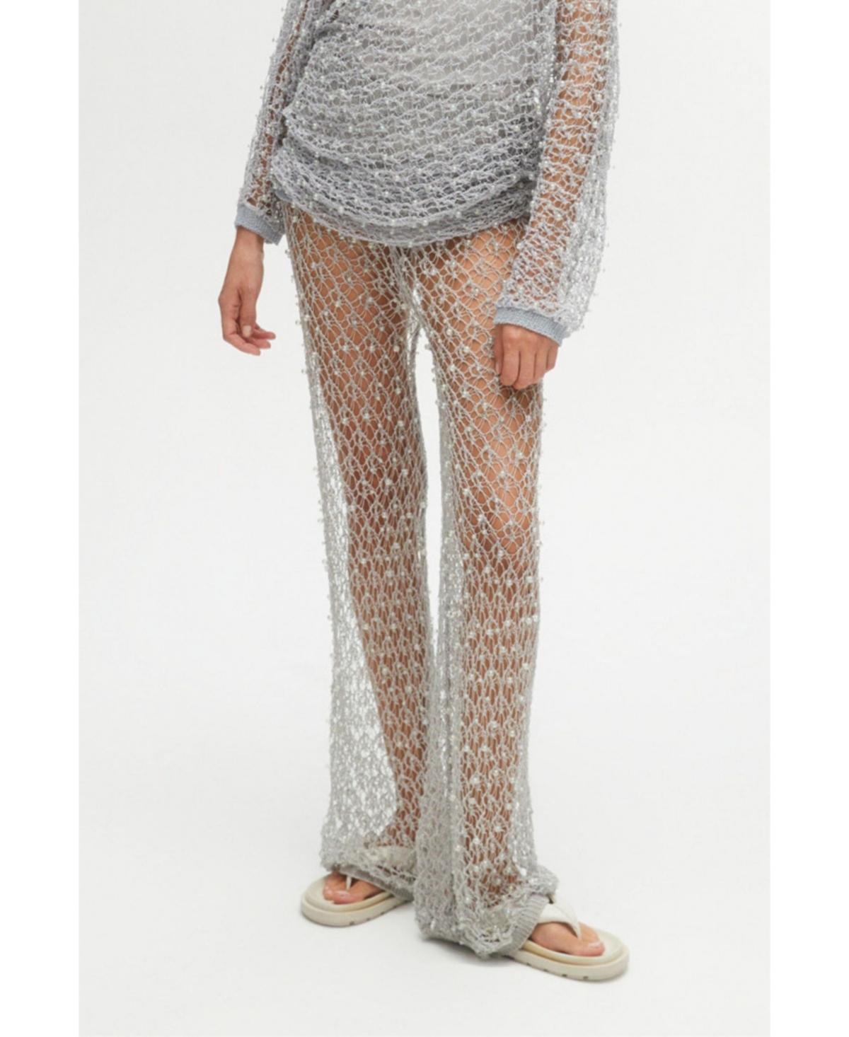 Nocturne Womens Shimmering Threaded Mesh Pants Product Image