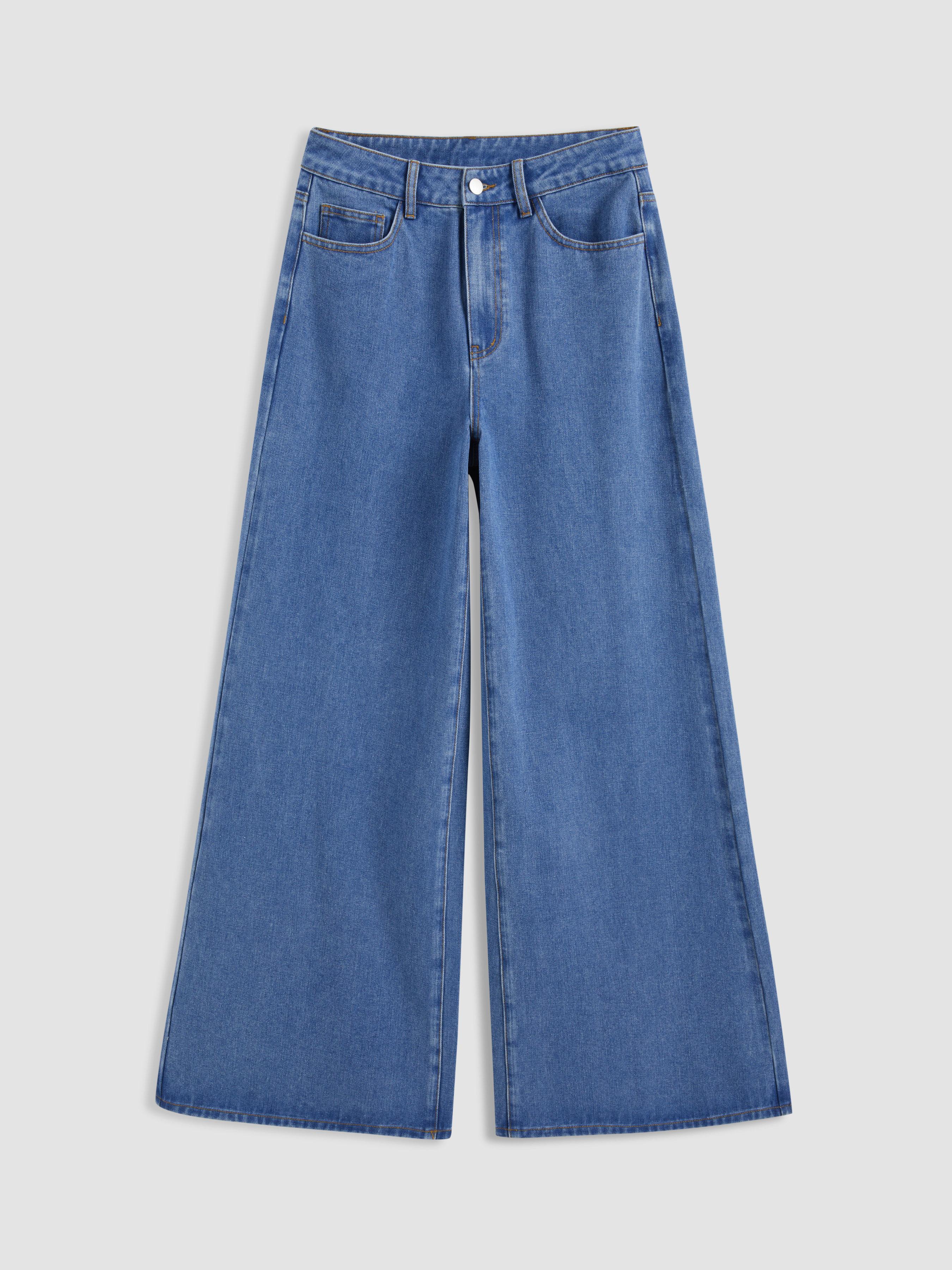 Cider Denim Mid Rise Solid Pocket Baggy Jeans Product Image