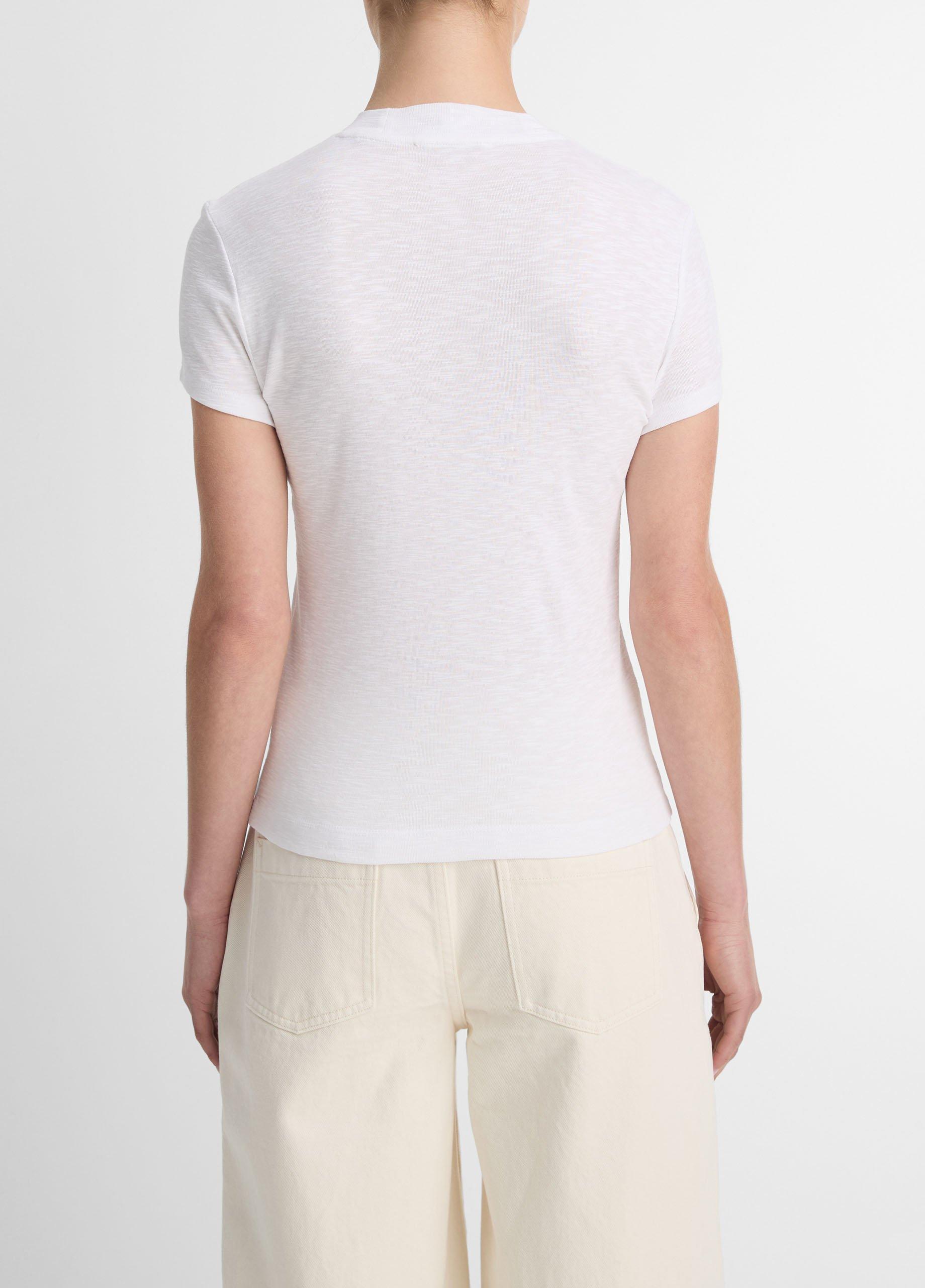 Cotton-Blend Cap-Sleeve T-Shirt Product Image