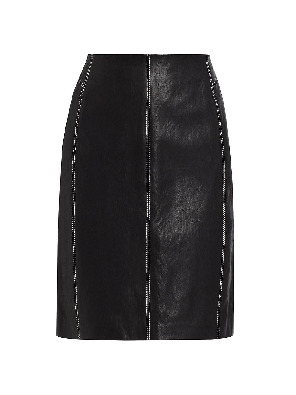 Womens Seam Detail Leather Skirt product image