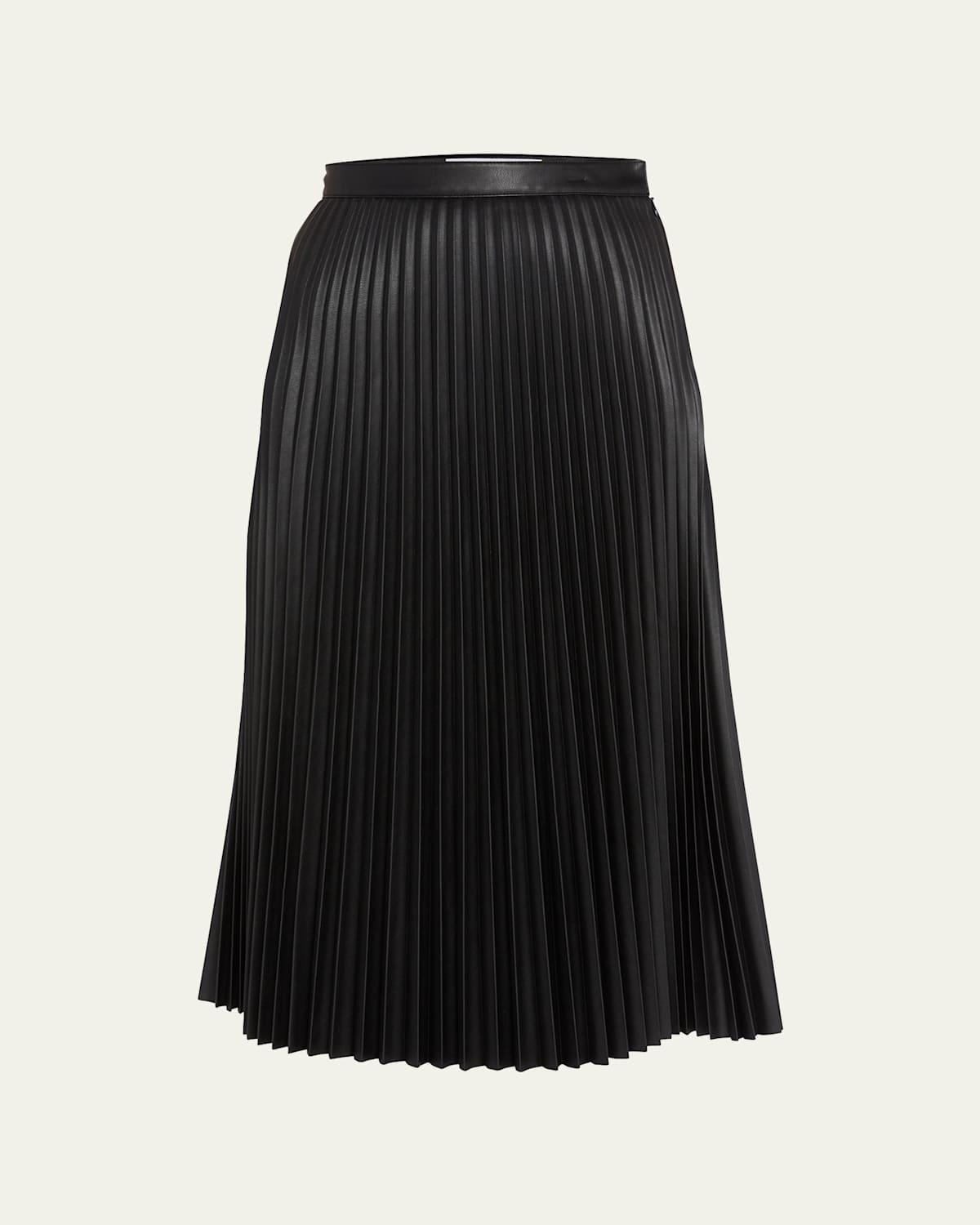 Womens Pleated Faux-Leather Midi-Skirt Product Image