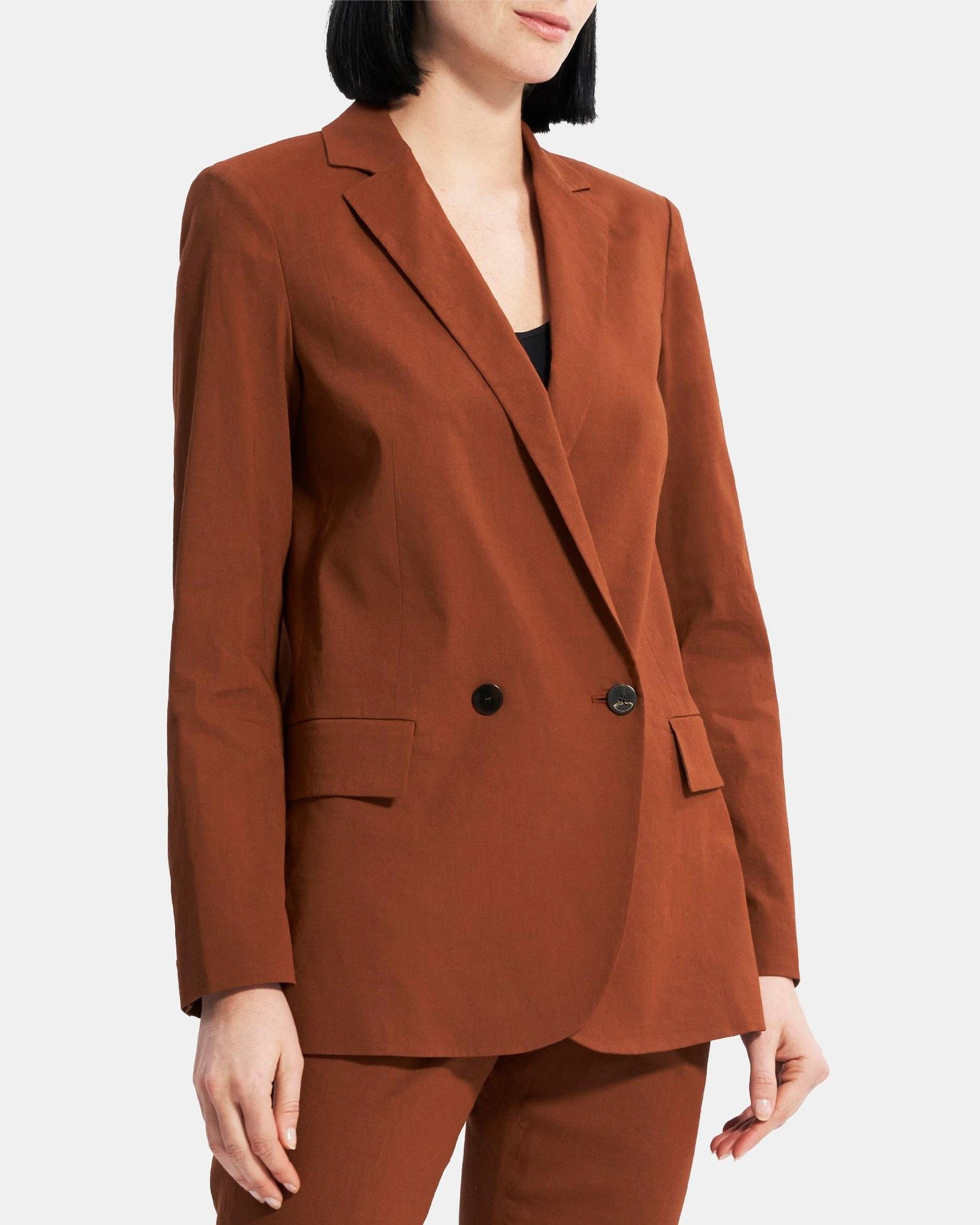 Oversized Straight Blazer in Stretch Linen Product Image