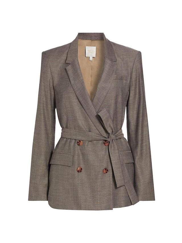 Womens Wool-Blend Tie-Waist Smoking Jacket Product Image