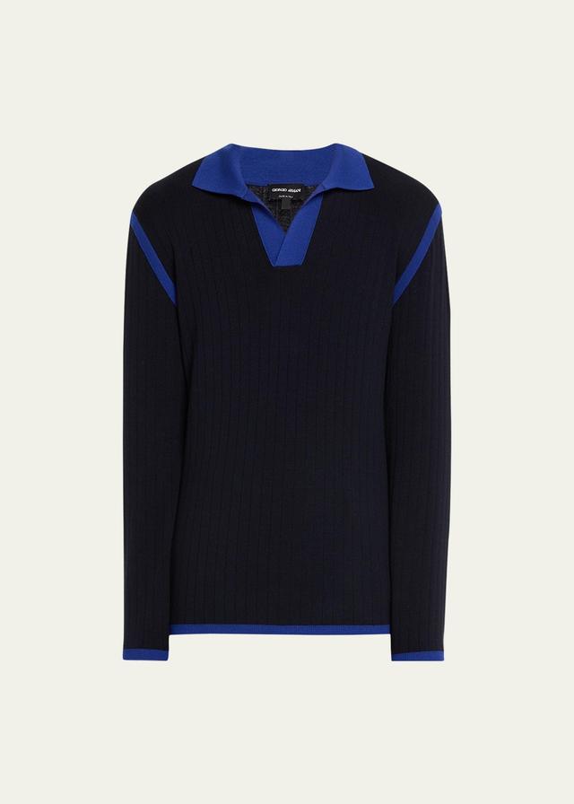 Mens Wool Johnny Collar Polo Sweater Product Image