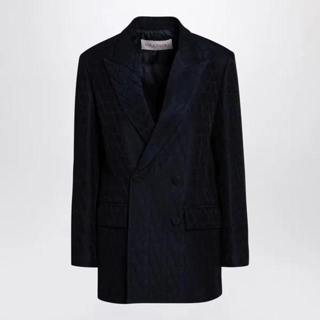 Navy Double-breasted Jacket Toile Iconographe In Blue Product Image