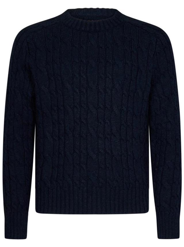 TOM FORD Cable-knit Wool Sweater In Blue Product Image