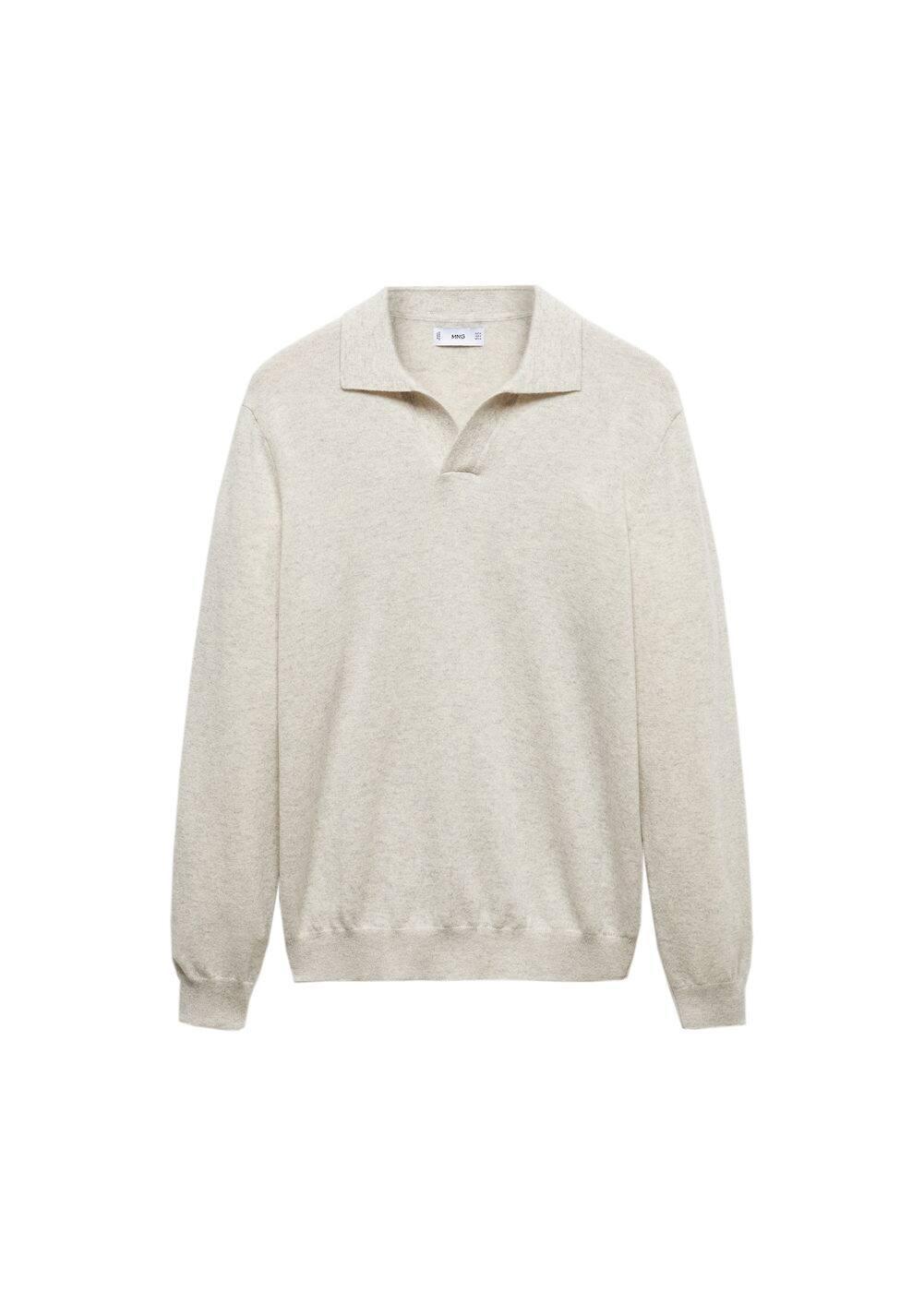 MANGO MAN - 100% cashmere knitted polo shirt light/pastel greyMen Product Image