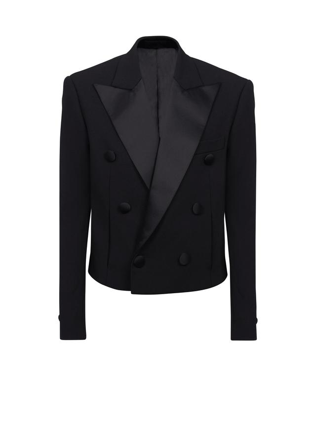 Cropped double crepe jacket Product Image