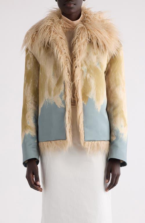 DRIES VAN NOTEN Printed Faux Fur-trimmed Jacket In 103 Beige Product Image