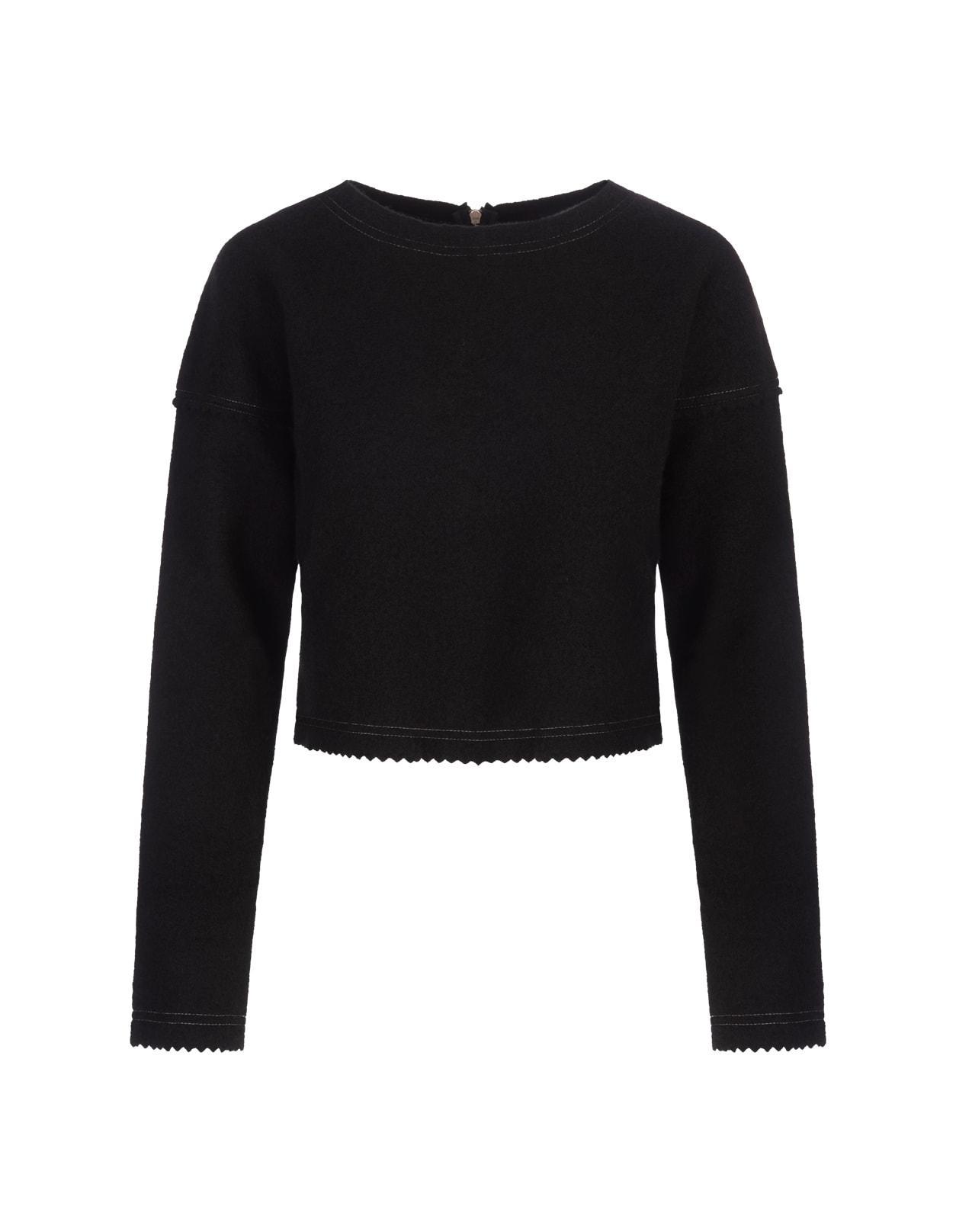 Zip Detailed Crewneck Jumper In Black Product Image