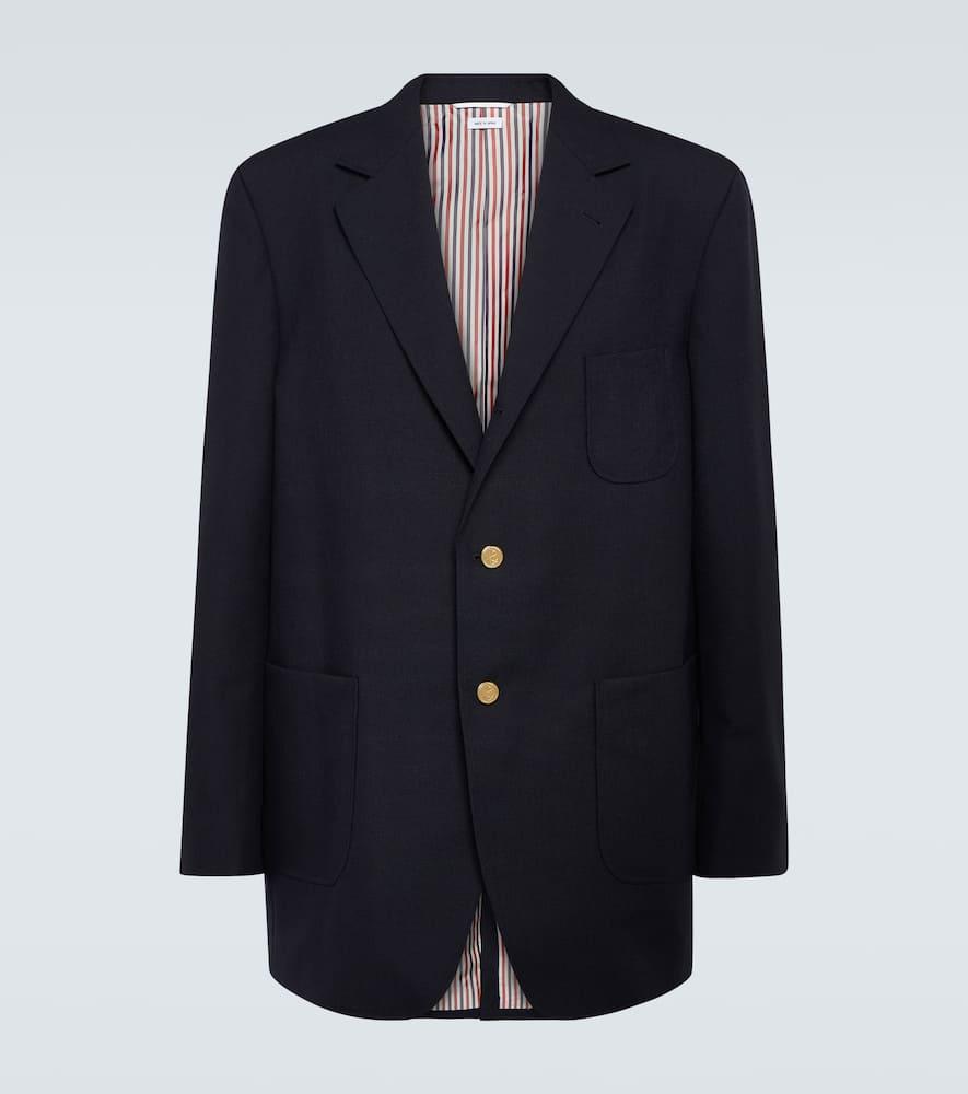 THOM BROWNE Blue Single-breasted Virgin Wool Blazer Product Image