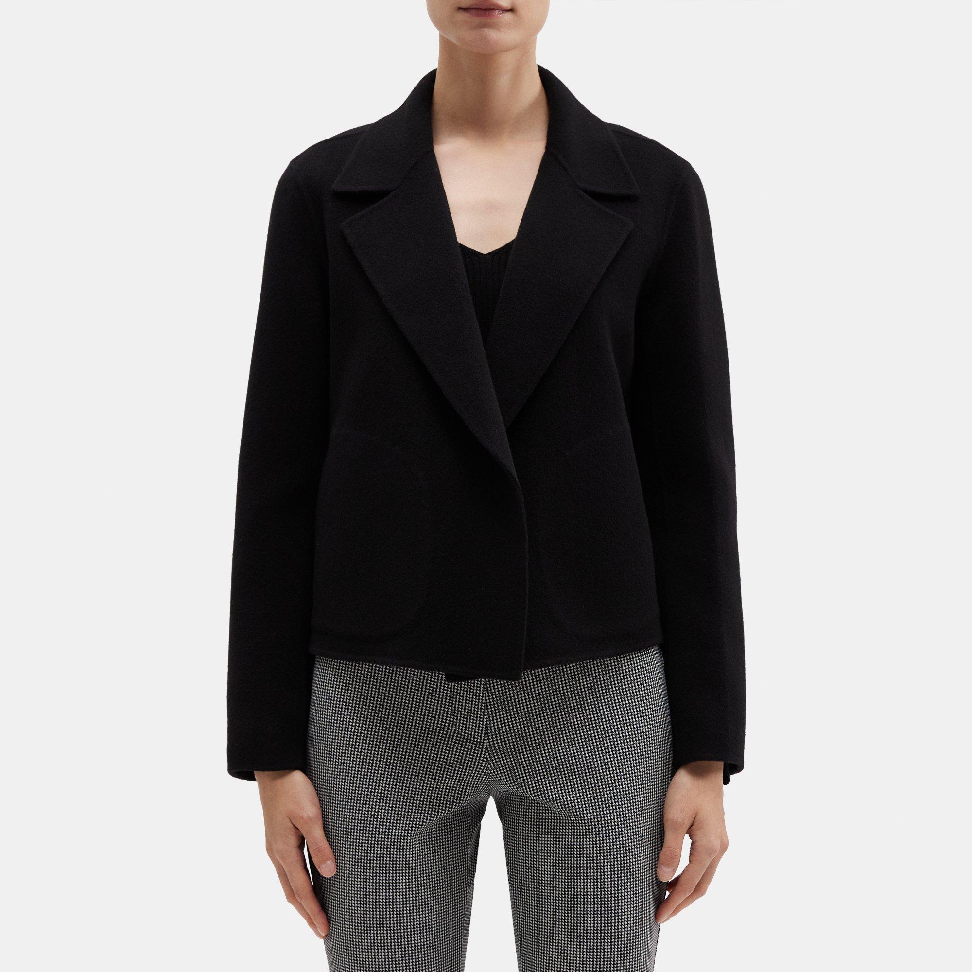 Double-Face Wool-Cashmere Cropped Open Front Jacket | Theory Outlet Product Image