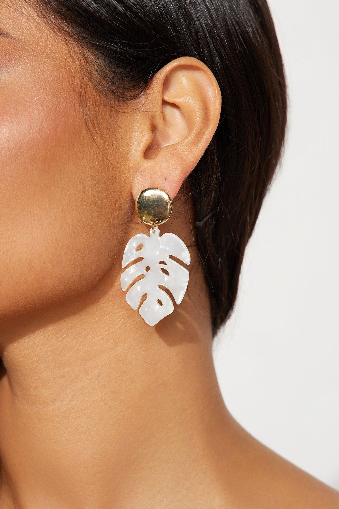 Turn A New Leaf Earrings - White Product Image