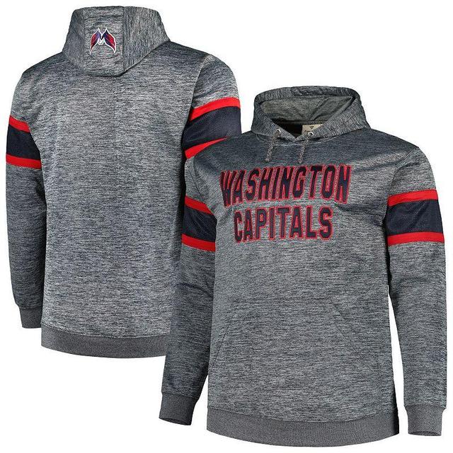 Mens Heather Charcoal Washington Capitals Big & Tall Stripe Pullover Hoodie Product Image