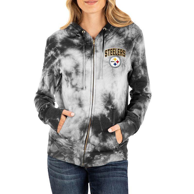 Womens New Era Pittsburgh Steelers Tie Dye Fleece Full-Zip Hoodie Product Image