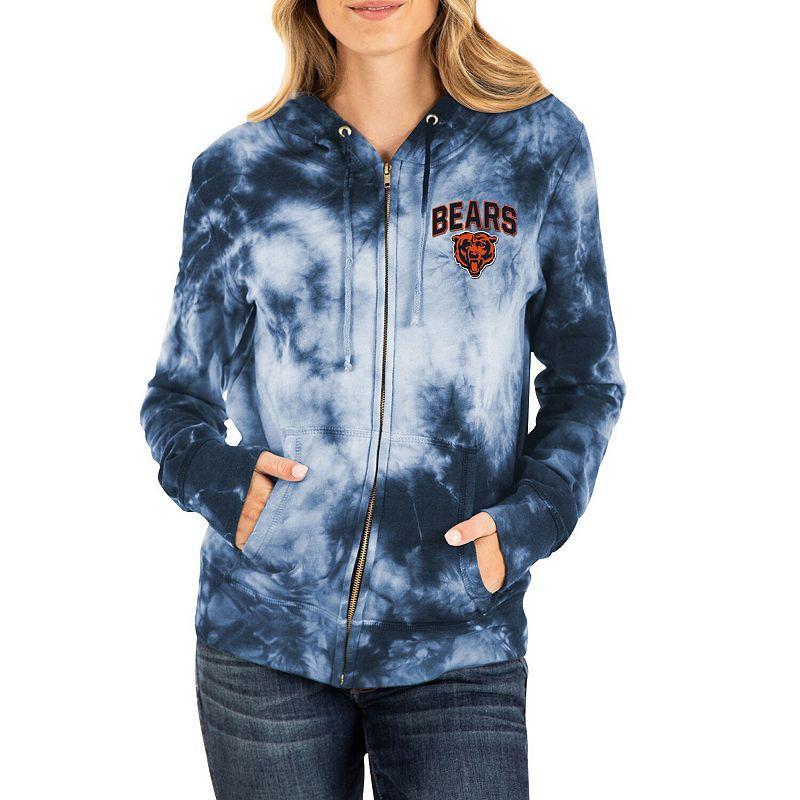 Womens New Era Chicago Bears Tie Dye Fleece Full-Zip Hoodie Blue Product Image