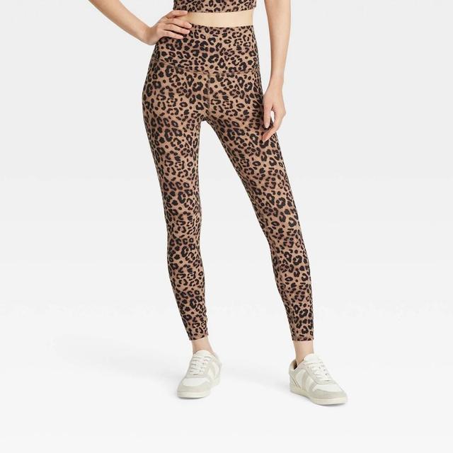 Womens Leopard Print High-Rise Leggings - JoyLab Brown M Product Image