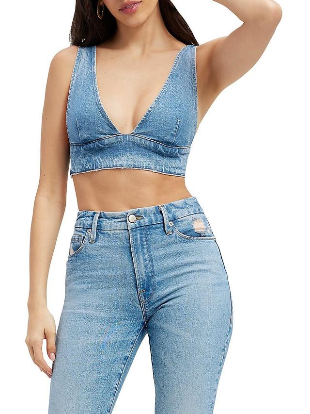 Womens Denim Bra Top | Indigo, Size 3XL | Good American by Khlo Kardashian Product Image