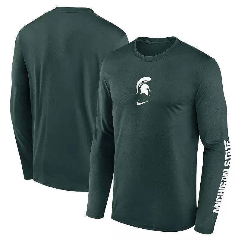 Mens Nike Michigan State Spartans Primetime Center Lockup Two-Hit Legend Long Sleeve T-Shirt Product Image