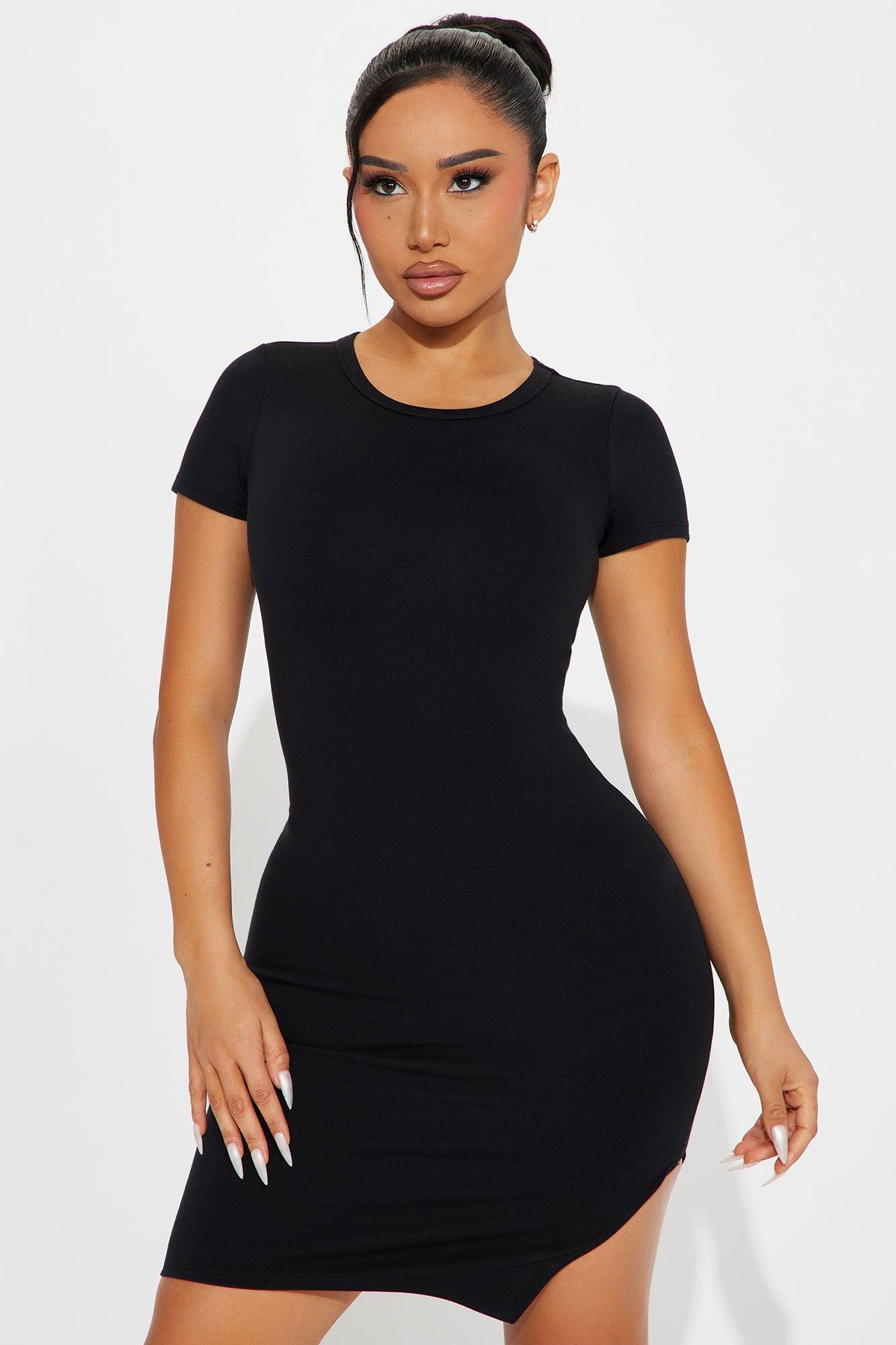 Adrianna Short Sleeve Midi Dress - Black Product Image