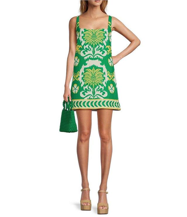 Antonio Melani Eliana Printed Linen Blend Square Neck Mini Dress Product Image