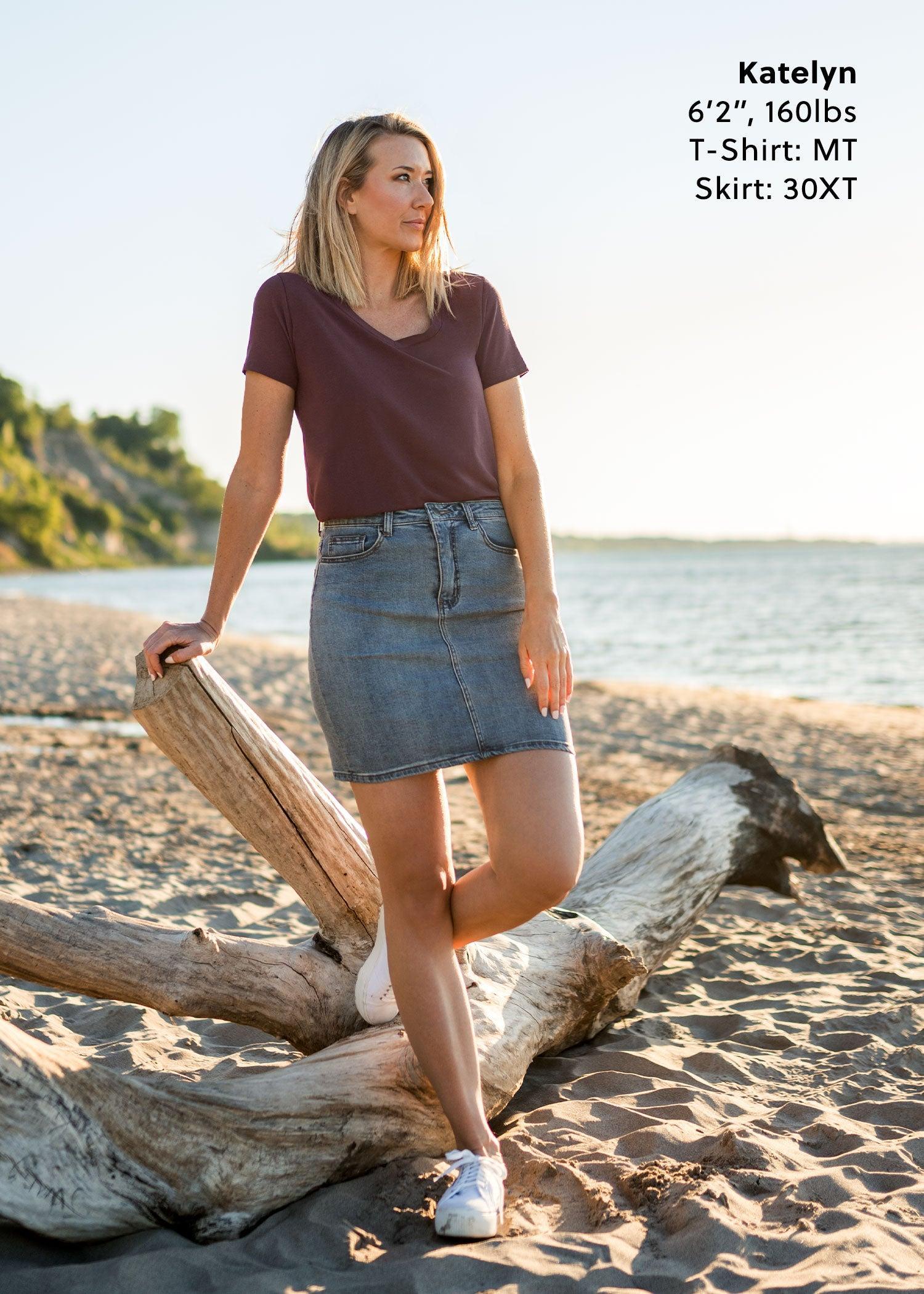 Classic Women's Tall Denim Skirt in Vintage Light Blue Product Image