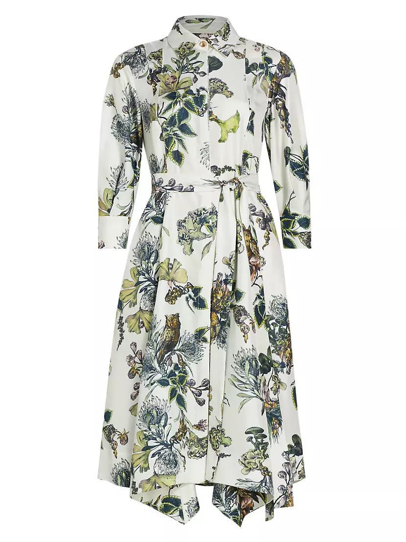 Forest Floral Silk Belted Shirtdress product image