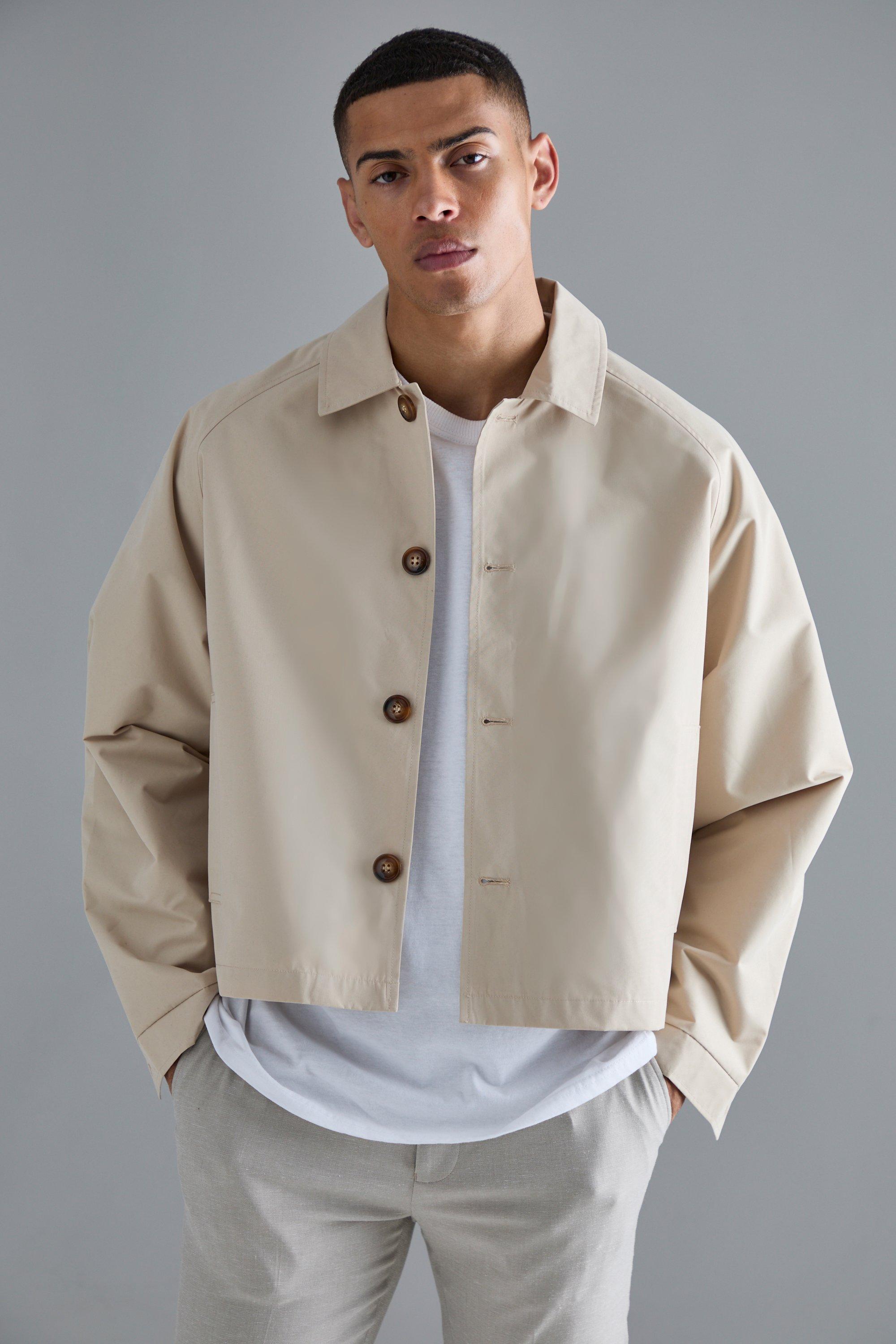 Mens Beige Boxy Oversized Trench Coat, Beige Product Image