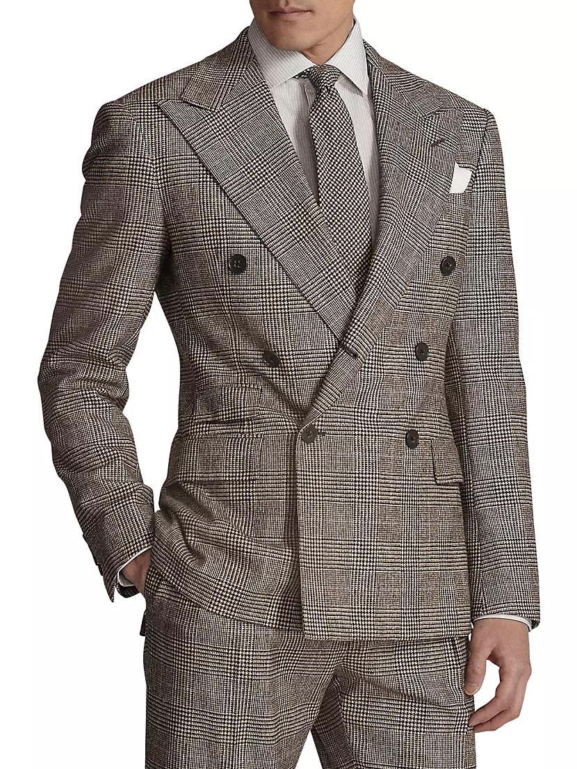 Double-Breasted Windowpane Plaid Suit Jacket Product Image