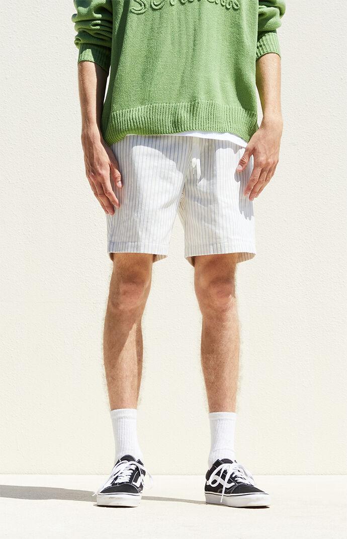 Mens Stripe Textured Linen Shorts Product Image