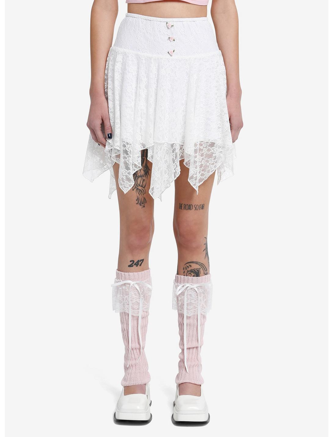 Sweet Society White Lace Rose Hanky Hem Skirt product image