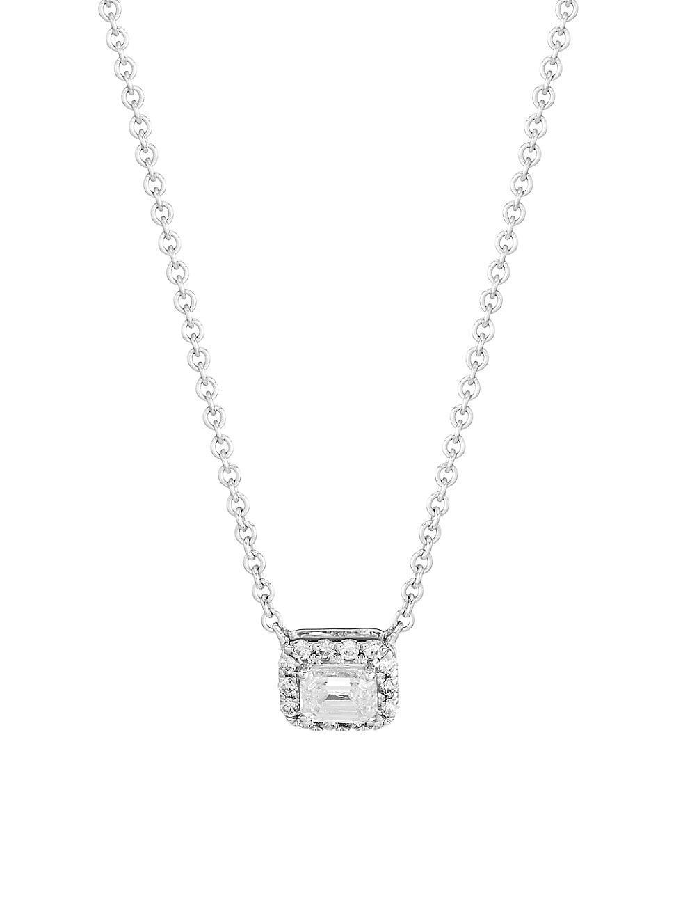 Womens 14K White Gold & 0.25 TCW Diamond Pendant Necklace Product Image