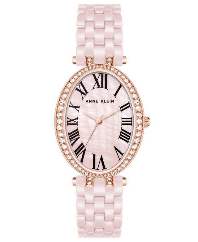 Anne Klein Womens Three-Hand Quartz Pink Ceramic Bracelet Watch, 27mm - Rose Gold-Tone Product Image